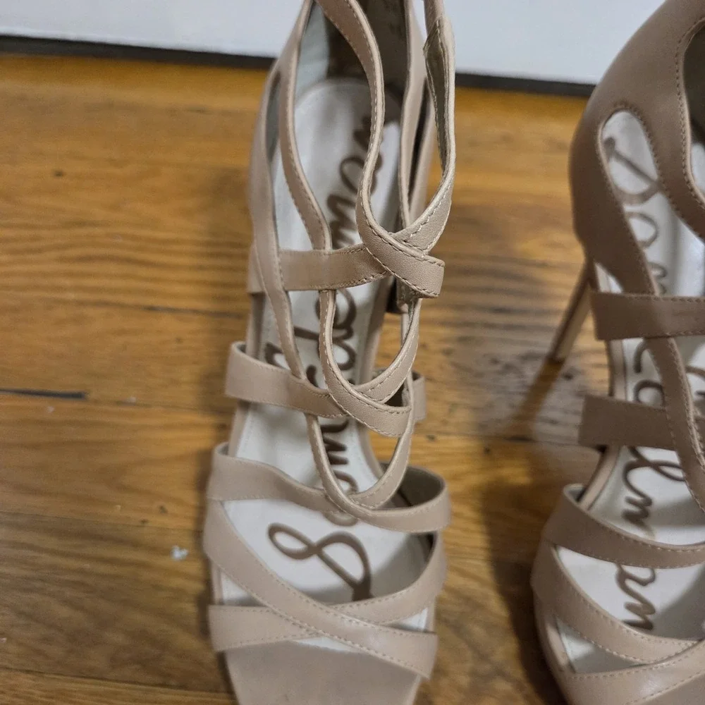 Sam Edelman Erin Caged Strappy‎ Leather High Heel 4.5